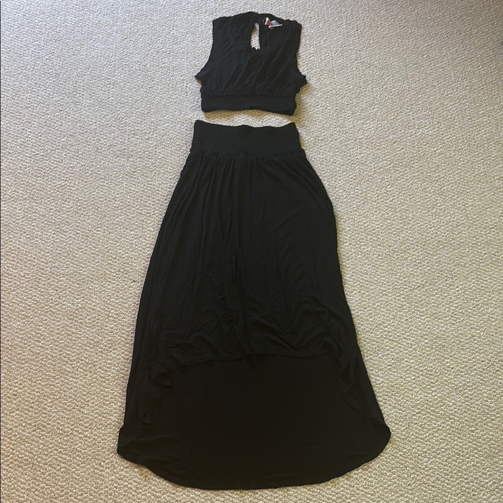 Free People Beach Black Crop Tank / Skirt “Morningside” Set Wmns Size XS